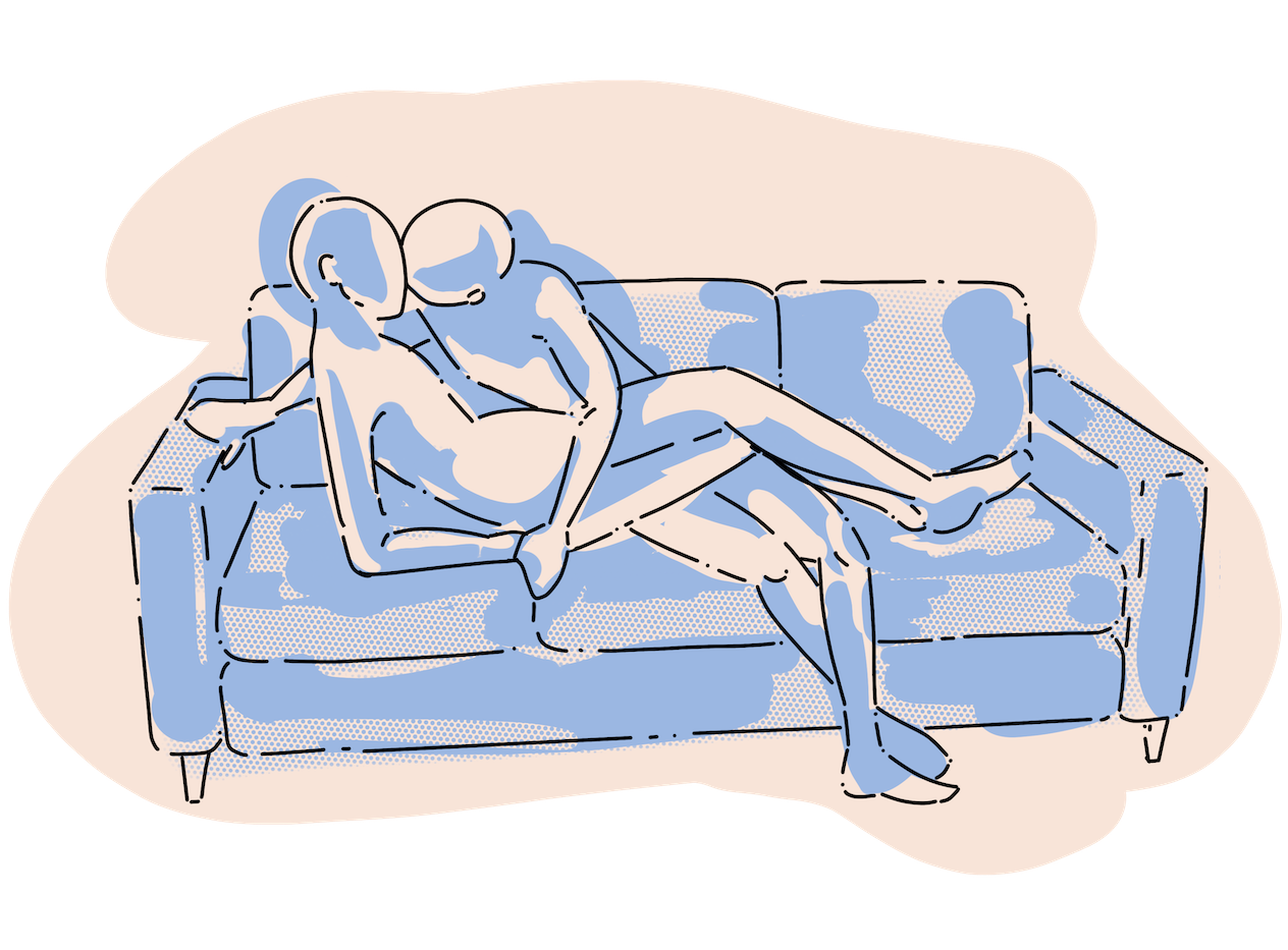 Couple having sex on couch